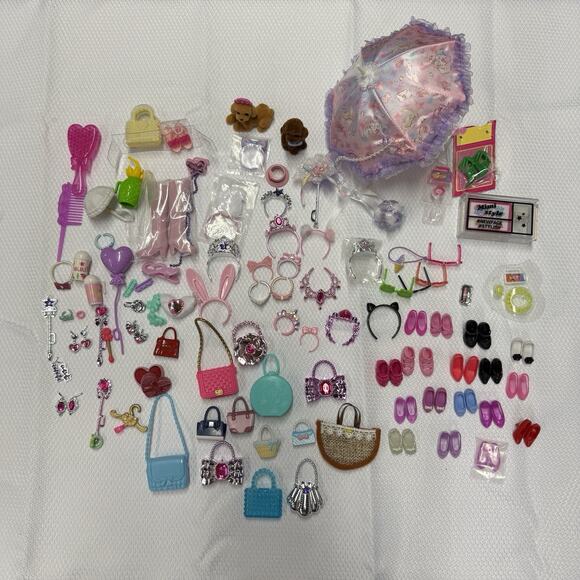 Licca Mimi Takara Doll 75+ Accessories Lot Shoes Purses Headbands Regular & Mini - Picture 1 of 16